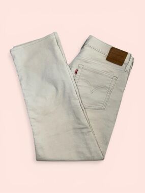 Levi's Women's W31 Cream Corduroy Wedgie High Rise Straight Leg Button Fly Jeans